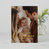 Eerste kerst als aangepaste foto voor ouders folie feestdagenkaart (Staand Voorkant)