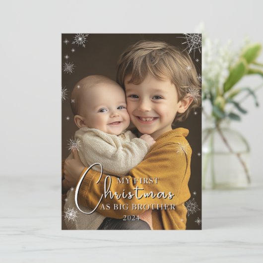 Eerste kerst als Big Brother foto Feestdagenkaart (Staand voorkant)