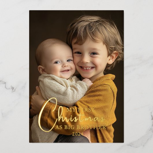 Eerste kerst als Big Brother foto Folie Feestdagenkaart (Voorkant)