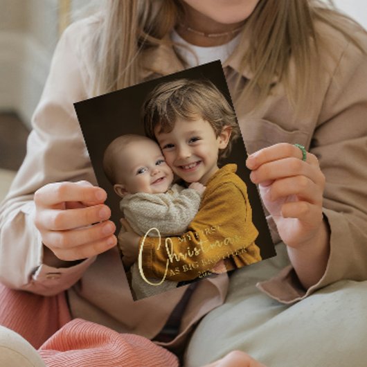 Eerste kerst als Big Brother foto Folie Feestdagenkaart