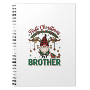 Eerste kerst als broeder Gnome rendier slee Notitieboek
