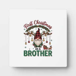Eerste kerst als broeder kabouter rendier slee fotoplaat