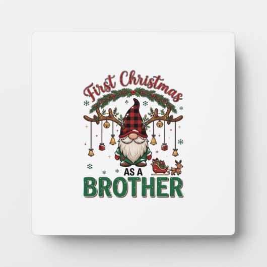 Eerste kerst als broeder kabouter rendier slee fotoplaat (Voorkant)