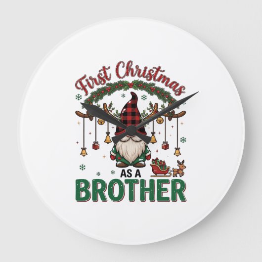 Eerste kerst als broeder kabouter rendier slee grote klok (Voorkant)