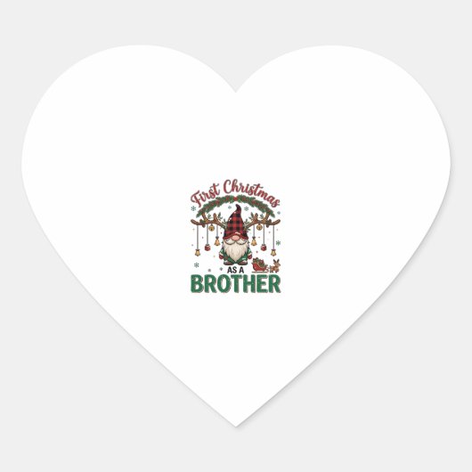 Eerste kerst als broeder kabouter rendier slee hart sticker (Voorkant)
