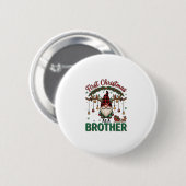 Eerste kerst als broeder kabouter rendier slee ronde button 5,7 cm (Voorkant /achterkant)