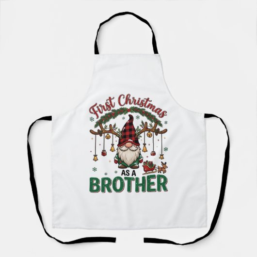 Eerste kerst als broeder kabouter rendier slee schort (Voorkant)