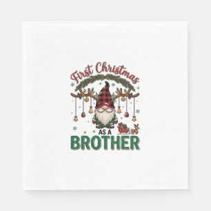 Eerste kerst als broeder kabouter rendier slee servet