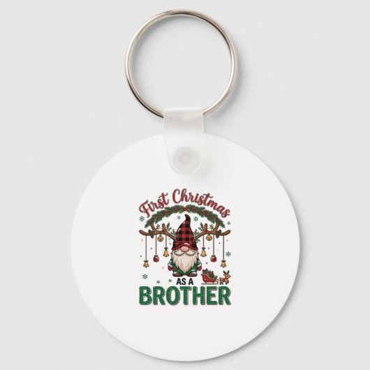 Eerste kerst als broeder kabouter rendier slee sleutelhanger (Voorkant)