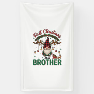 Eerste kerst als broeder kabouter rendier slee spandoek