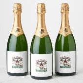 Eerste kerst als broeder kabouter rendier slee sparkling wijnetiket (Flessen)
