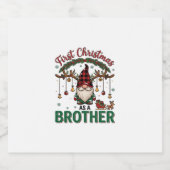 Eerste kerst als broeder kabouter rendier slee sparkling wijnetiket (Enkel label)