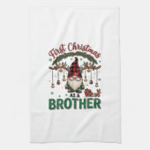 Eerste kerst als broeder kabouter rendier slee theedoek (Verticaal)