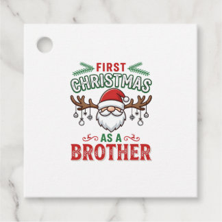 Eerste kerst als een broer Santa Gnome Bedankjes Labels