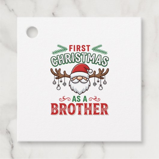 Eerste kerst als een broer Santa Gnome Bedankjes Labels (Voorkant)