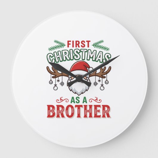 Eerste kerst als een broer Santa Gnome Grote Klok (Voorkant)