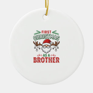 Eerste kerst als een broer Santa Gnome Keramisch Ornament