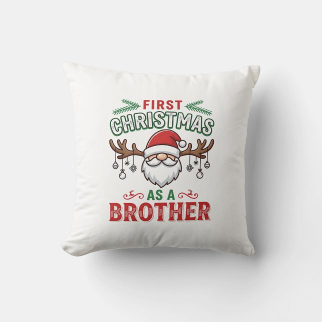 Eerste kerst als een broer Santa Gnome Kussen (Voorkant)