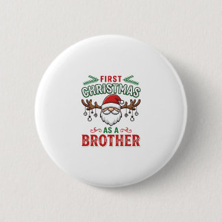 Eerste kerst als een broer Santa Gnome Ronde Button 5,7 Cm