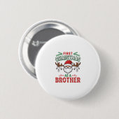 Eerste kerst als een broer Santa Gnome Ronde Button 5,7 Cm (Voorkant /achterkant)