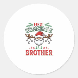 Eerste kerst als een broer Santa Gnome Ronde Sticker