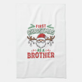 Eerste kerst als een broer Santa Gnome Theedoek (Verticaal)