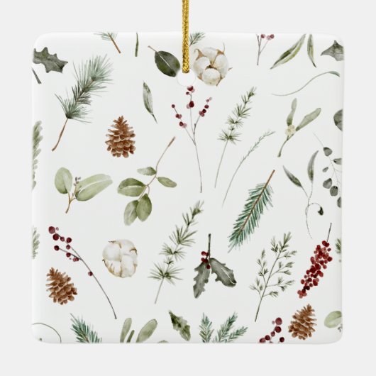 Eerste kerst als een familie Berry Waterverf Foto Keramisch Ornament (Achterkant)