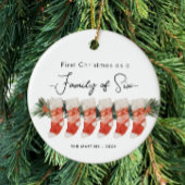 Eerste kerst als een familie van zes kousen keramisch ornament