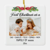 Eerste kerst als een gezin met aangepaste 2 foto's keramisch ornament (Voorkant)