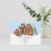 Eerste kerst als een gezin van 3 feestdagenkaart (Staand voorkant)