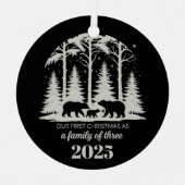 Eerste kerst als een gezin van drie 2025 Custom Metalen Ornament (Voorkant)