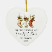 Eerste kerst als een gezin van drie keramisch ornament (Voorkant)