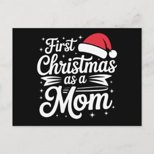 Eerste kerst als een Moeder Kerstman Hoed Sneeuwvl Feestdagenkaart