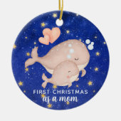 Eerste kerst als een moeder walvis gepersonaliseer keramisch ornament (Voorkant)