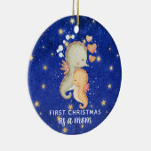 Eerste kerst als een moeder zeepaardje gewoonte keramisch ornament (Rechts)