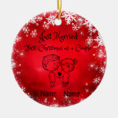 Eerste kerst als een paar - net getrouwd keramisch ornament (Voorkant)