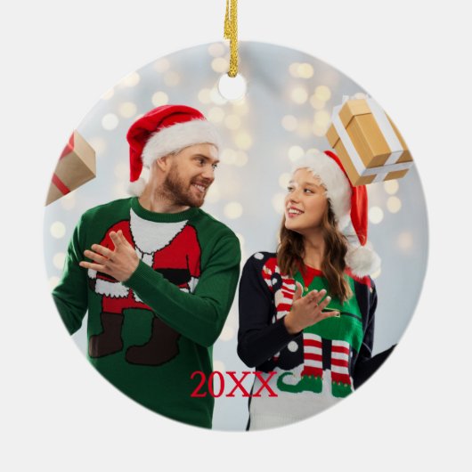 Eerste kerst als een paar - net getrouwd keramisch ornament (Achterkant)