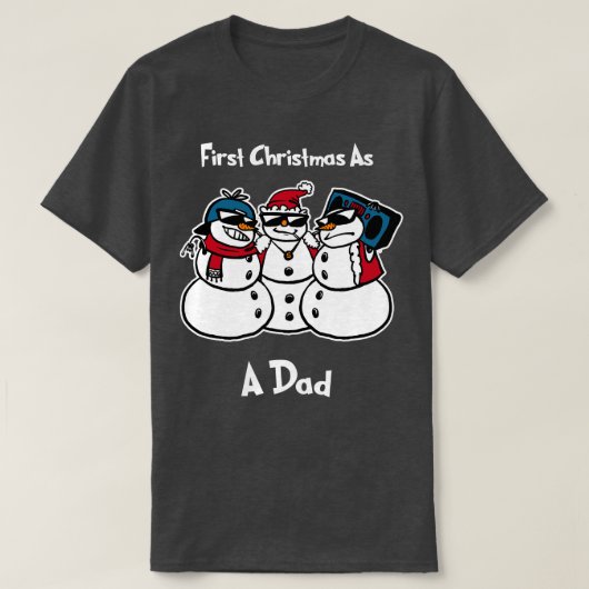 Eerste kerst als een vader Grappige Kerstmis Sneeu T-shirt (Design voorkant)