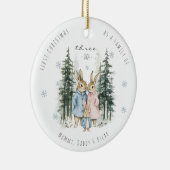 Eerste kerst als familie van drie baby's keramisch ornament (Rechts)