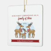 Eerste kerst als familie van drie foto's keramisch ornament (Links)