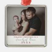 Eerste kerst als familie van drie foto's metalen ornament (Voorkant)