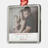 Eerste kerst als familie van drie foto's metalen ornament (Links)