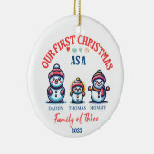 Eerste kerst als familie van drie Schattigee sneeu Keramisch Ornament (Rechts)