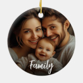 Eerste kerst als familienaam Stockfoto Keramisch Ornament (Achterkant)