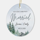 Eerste kerst als getrouwd Ornament, huwelijkscadea Keramisch Ornament (Links)