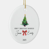 Eerste kerst als getrouwd Ornament, huwelijkscadea Keramisch Ornament (Rechts)