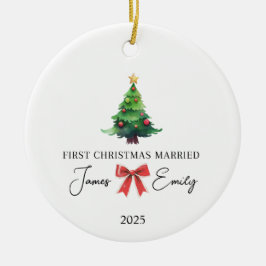 Eerste kerst als getrouwd Ornament, huwelijkscadea Keramisch Ornament