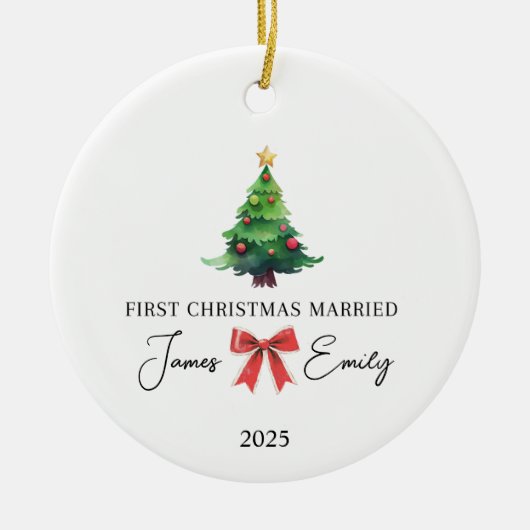 Eerste kerst als getrouwd Ornament, huwelijkscadea Keramisch Ornament (Voorkant)