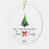 Eerste kerst als getrouwd Ornament, huwelijkscadea Keramisch Ornament (Links)