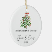 Eerste kerst als getrouwd Ornament, huwelijkscadea Keramisch Ornament (Rechts)